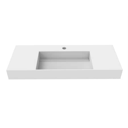 Castello Usa Juniper 48 in Solid Surface Wall-Mounted Bathroom Sink in White CB-GM-2056-48